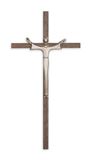 Walnut 10" Wall Cross with Silver Plated Risen Christ