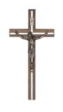 Walnut 10" Wall Crucifix with Silver Inlay and Silver Plated Corpus
