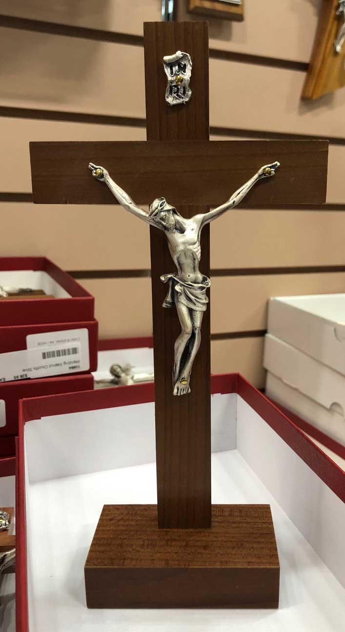 Walnut 8.75" Standing Crucifix from Italy