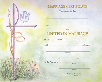 Watercolor Marriage Certificate with Envelope