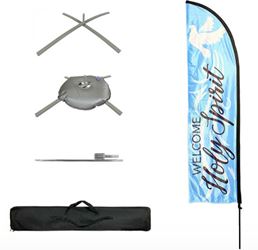 Welcome Holy Spirit 9-3/4 Foot Flag Sign with Stake, Stand, Carrying Case and Weighted Bag