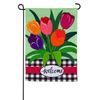 Welcome Spring Tulips Applique Garden Flag