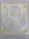 White Baby Bib with Floral Embroidery
