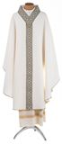 White Chasuble from Italy with V Neck Banding at Collar