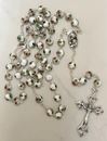 White Cloisonne 8mm Bead Italian Rosary