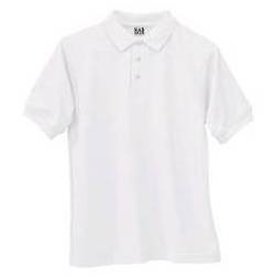 Unisex White Jersey Knit Polo Shirt, Short Sleeve
