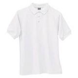 Unisex White Jersey Knit Polo Shirt, Short Sleeve