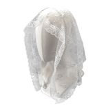 White Mantilla Fine Floral Lace Head Covering 36" X 24"