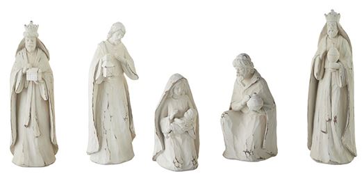 White Washed 10" Nativity Figure Set