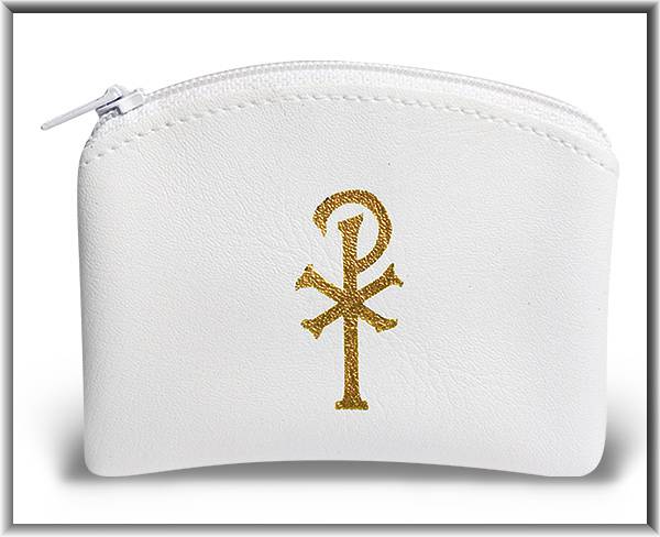  White Vinyl Rosary Pouch with zipper