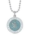 St. Christopher White and Aqua Surfer Style Medal on Chain