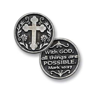 With God All Things Are Possible Pewter Pocket Token