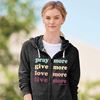 Womens French Terry Zip Hooded Sweatshirt Pray More - 2X-Large / Black Ink Snow Heather *WHILE SUPPLIES LAST*
