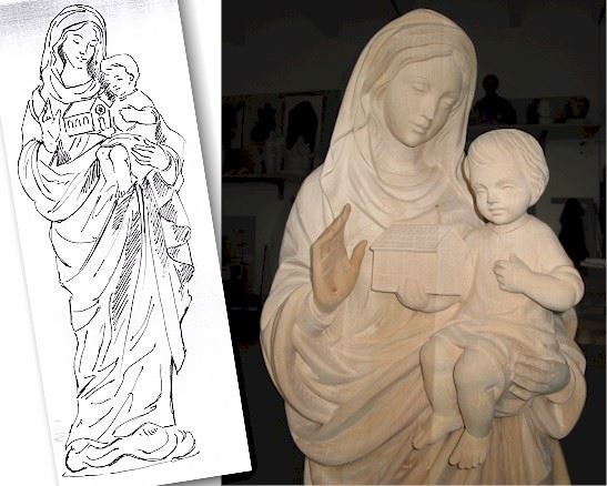 Wood Carved Our Lady Of The Church Statue