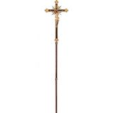 Wood Carved Processional Crucifix with Base from Italy