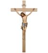 Wood Carved Wall Crucifix with Fiberglass Corpus from Italy