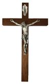 12" Wood Crucifix With Silver Corpus, From Italy