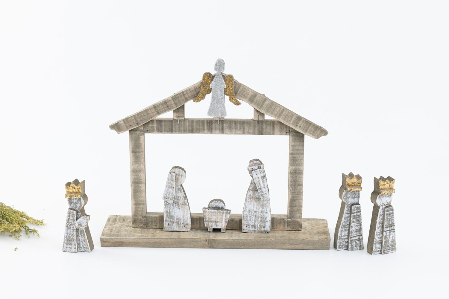 12.5x10.5" Wood Nativity Tabletop, Tricolor