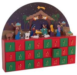 Wooden Nativity Advent Calendar with 24 Tiny Drawers
