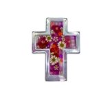 X-Small Pewter Cross with Flowers