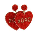 XOXO Red Heart Beaded Earrings