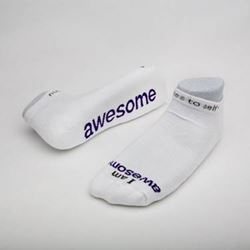 I am awesome White low-cut with Purple Words