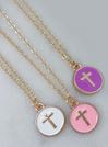 Youth Round Cross Necklace, Choose Color