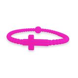 Youth Silicone Cross Bracelet - Bright Pink