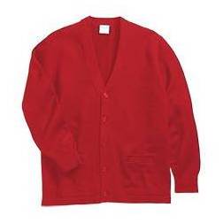 V-Neck Cardigan with Pockets, Red