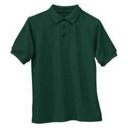 Unisex Hunter Green Jersey Knit Polo Shirt, Short Sleve