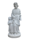 St. Joseph with Child 60" White Marble Statue