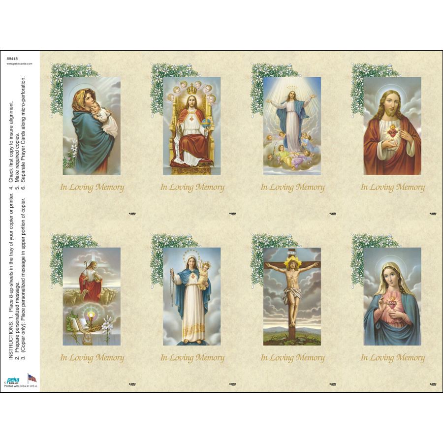 In Loving Memory Print Your Own Prayer Cards - 12 Sheet Pack