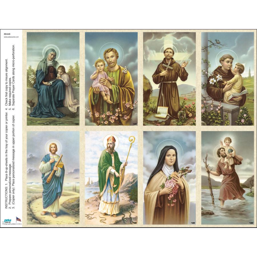 Saints Assortment #1 Print Your Own Prayer Cards - 25 Sheet Pack