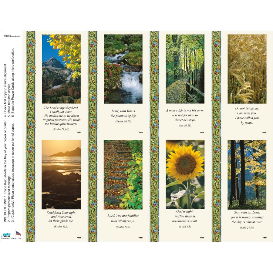 Nature Assortment with Verse Print Your Own Prayer Cards - 12 Sheet Pack