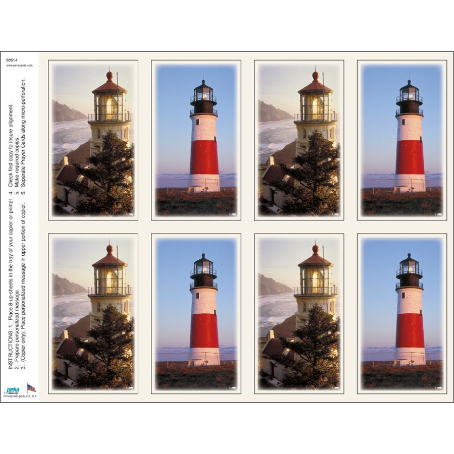 Lighthouse Assortment Print Your Own Prayer Cards - 12 Sheet Pack