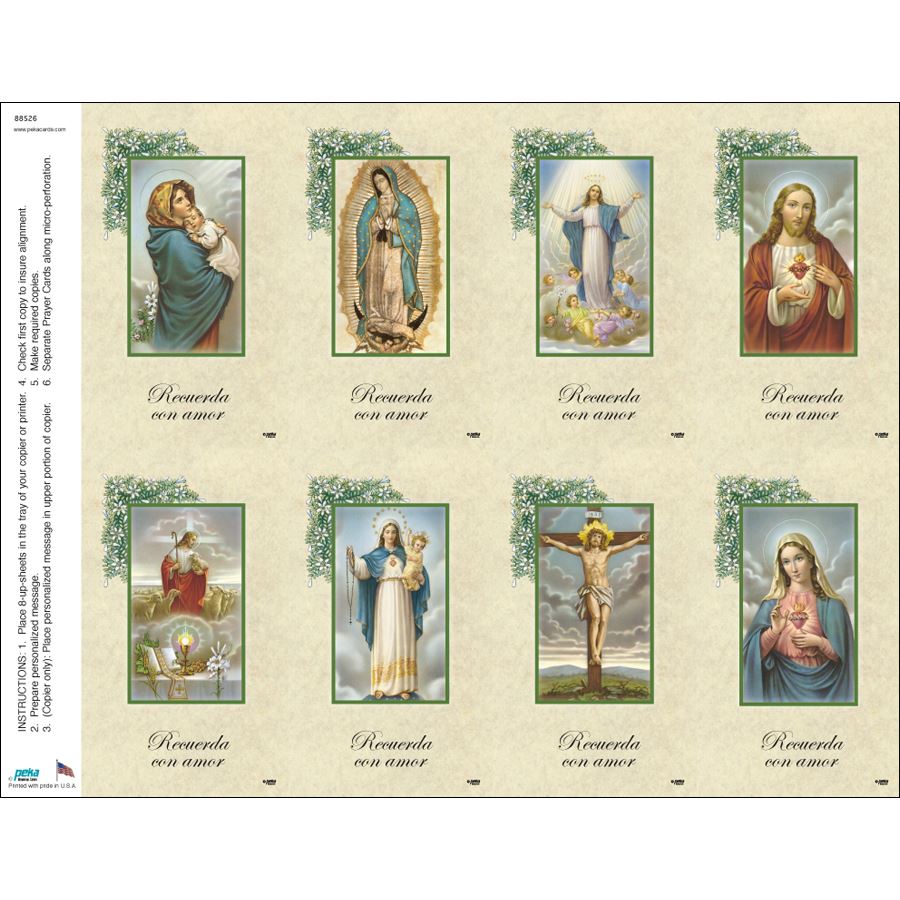 Spanish Remembrance Print Your Own Prayer Cards - 25 Sheet Pack