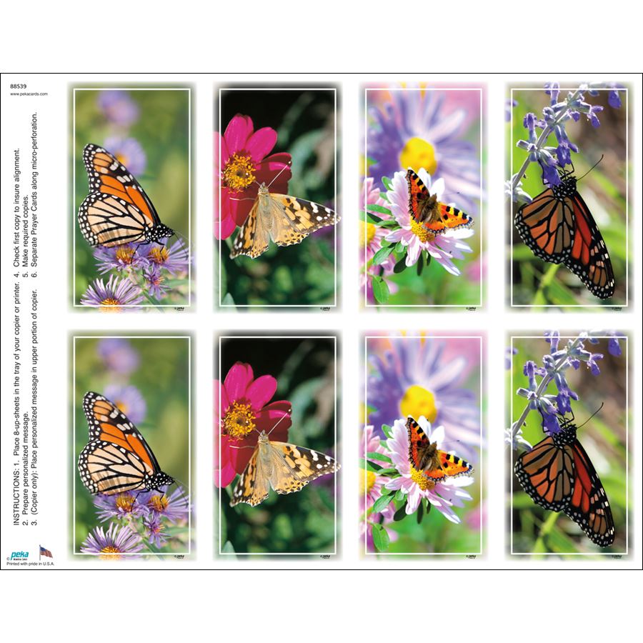 Butterfly Assortment Print Your Own Prayer Cards - 12 Sheet Pack