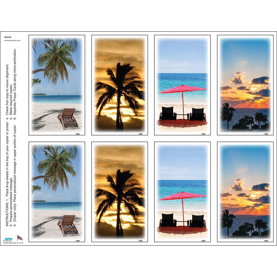 Paradise Print Your Own Prayer Cards - 12 Sheet Pack